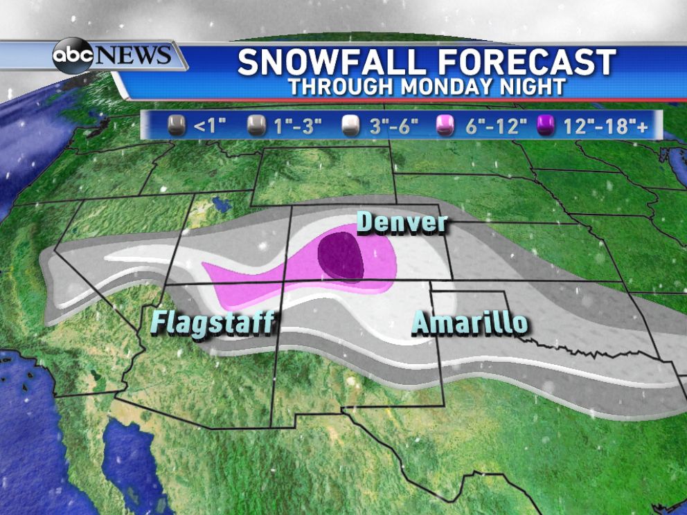 PHOTO: The highest snowfall totals through Monday are expected across western Colorado.