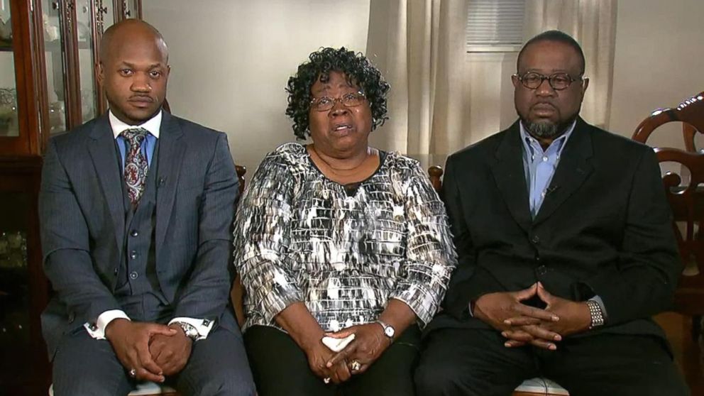 The relatives of Walter Scott say they are devastated by the deadly police shooting that ended Scott's life. From left, Walter Scott's mother, Judy Scott, Walter Scott's brother, Anthony Scott, and family attorney, Chris Stewart, are pictured. 
