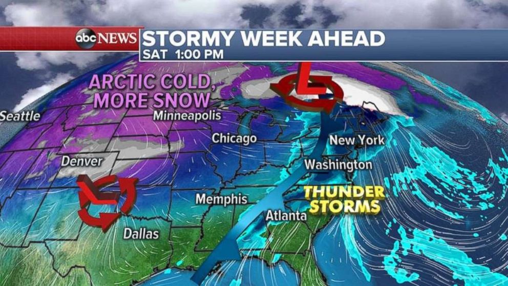 PHOTO: Two storm systems could bring heavy snow and rain to parts of the country this week.