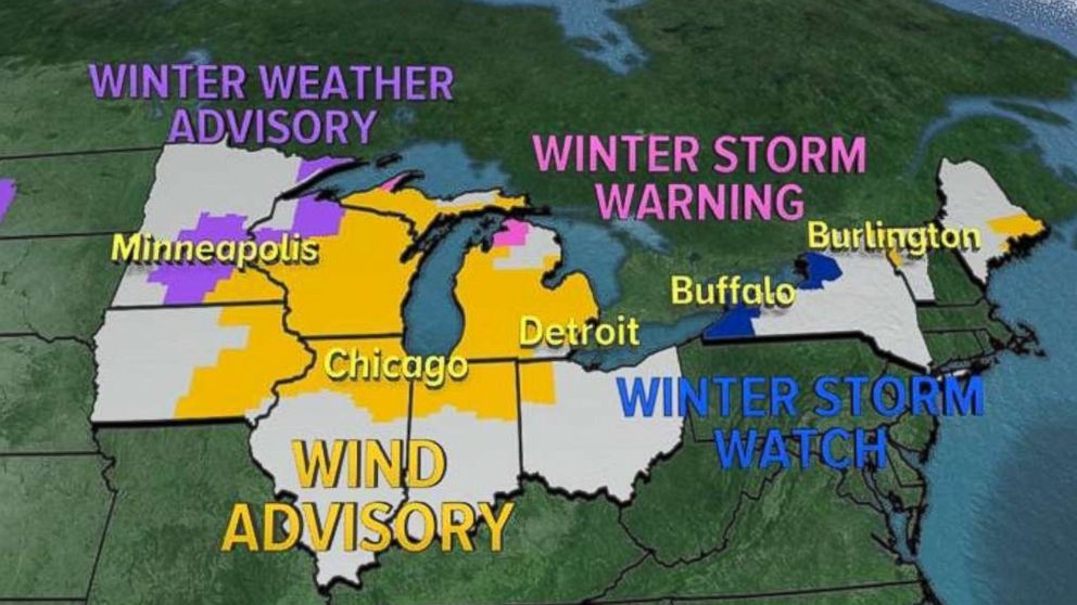 PHOTO: Winter Weather Alerts and Wind Advisories were issued for 12 states on Tuesday. 