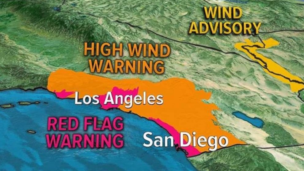PHOTO: Parts of Southern California were under red flag and high wind warnings on Wednesday. 