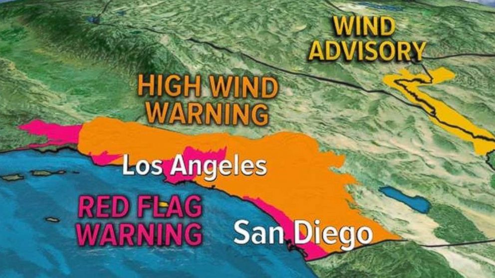 PHOTO: Parts of southern California were under Red Flag and High Wind Warnings on Thursday.