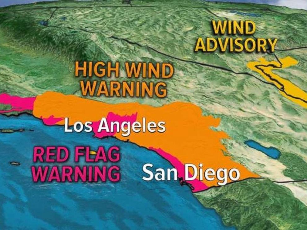 PHOTO: Parts of southern California were under Red Flag and High Wind Warnings on Thursday.