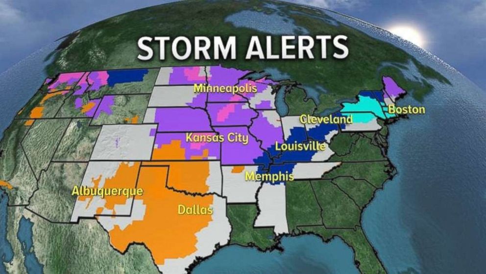 PHOTO: Dozens of states were under storm warnings, advisories and watches on Thursday. 