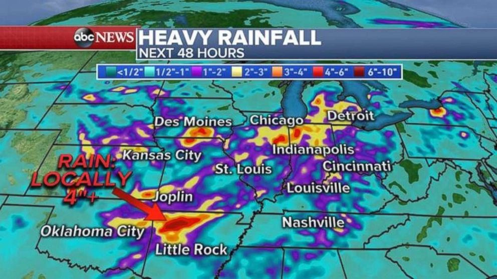 PHOTO: Flash Flood Watches were issued for areas near Oklahoma and Arkansas.