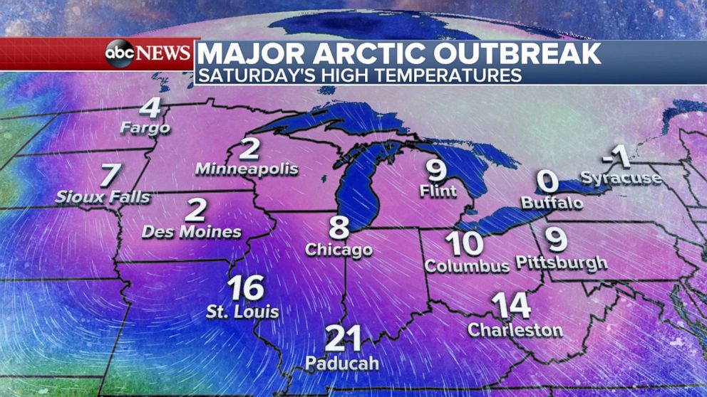 PHOTO: Forecast High Temperatures for Saturday, February 13