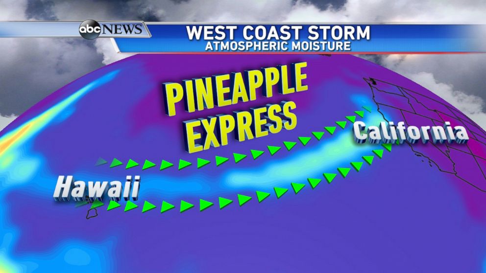 Pineapple Express brings surge of moisture to West Coast