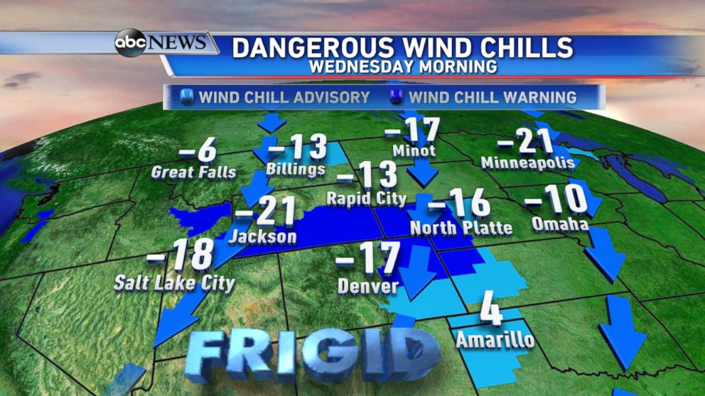 PHOTO: Wind Chill forecast for Wednesday Morning