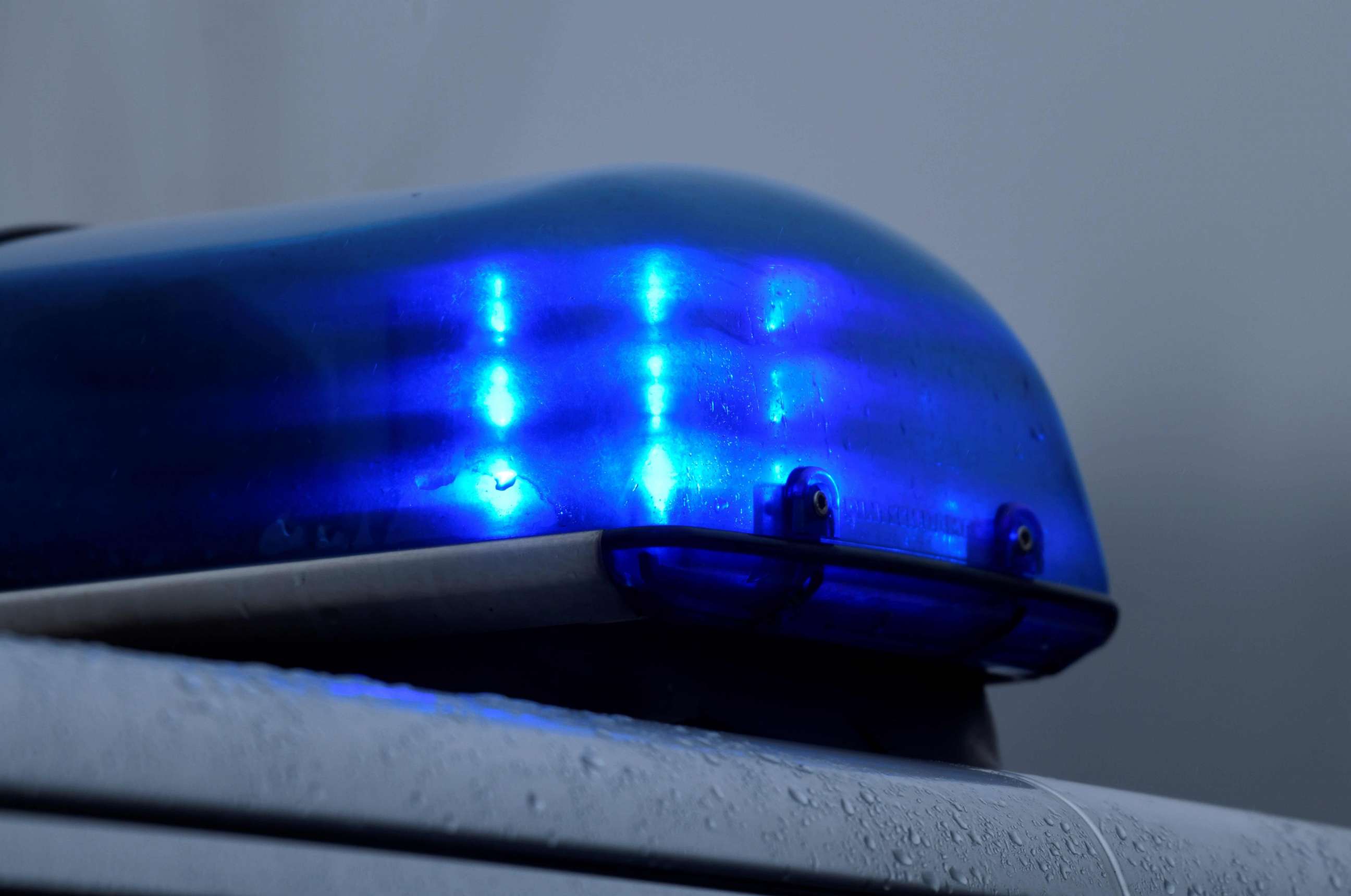 PHOTO: A picture taken on February 2, 2020 shows a flashing blue light of a police car in Datteln, western Germany. 