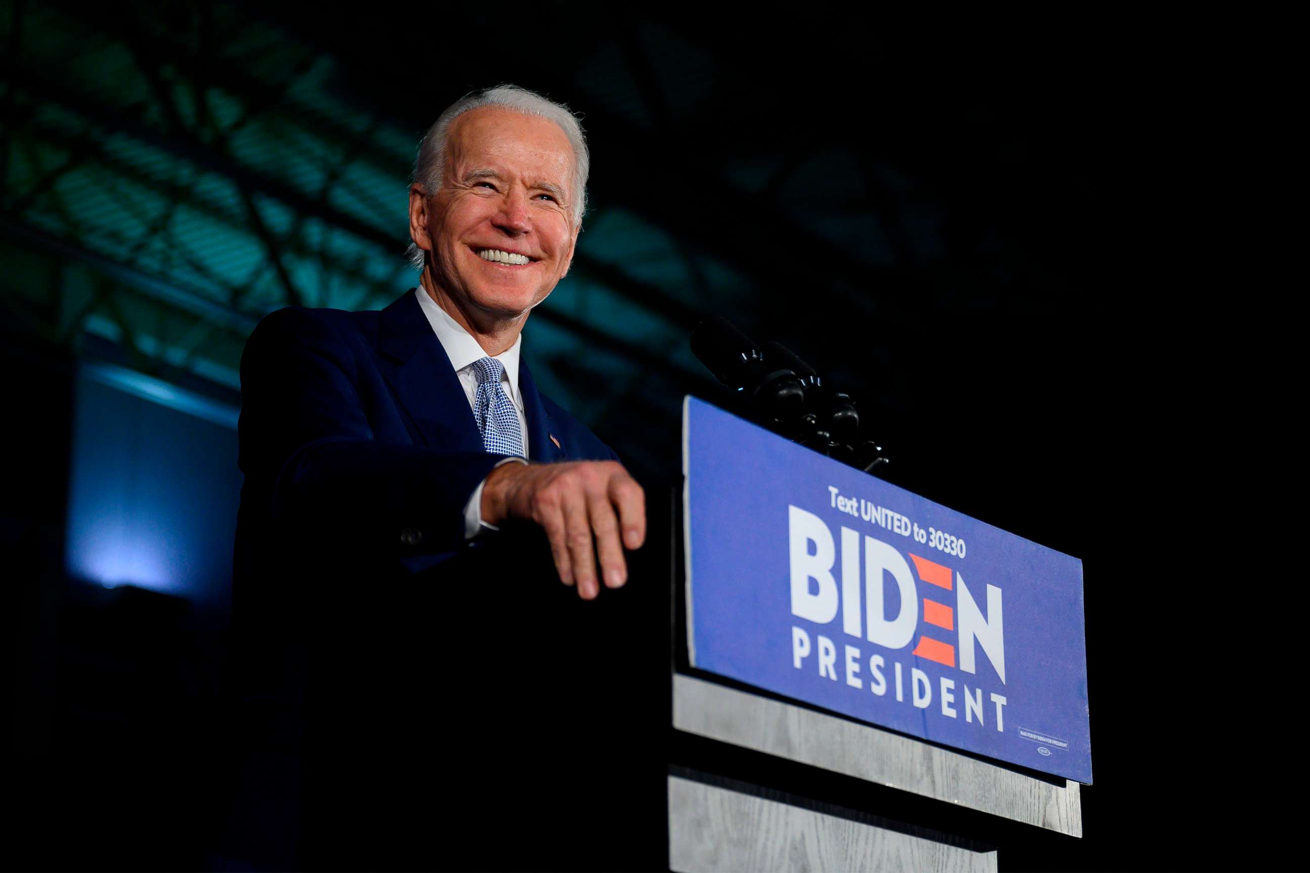 PHOTO: (FILES) In this file photo taken on February 29, 2020 Democratic presidential candidate Joe Biden delivers remarks at his primary night election event in Columbia, South Carolina.