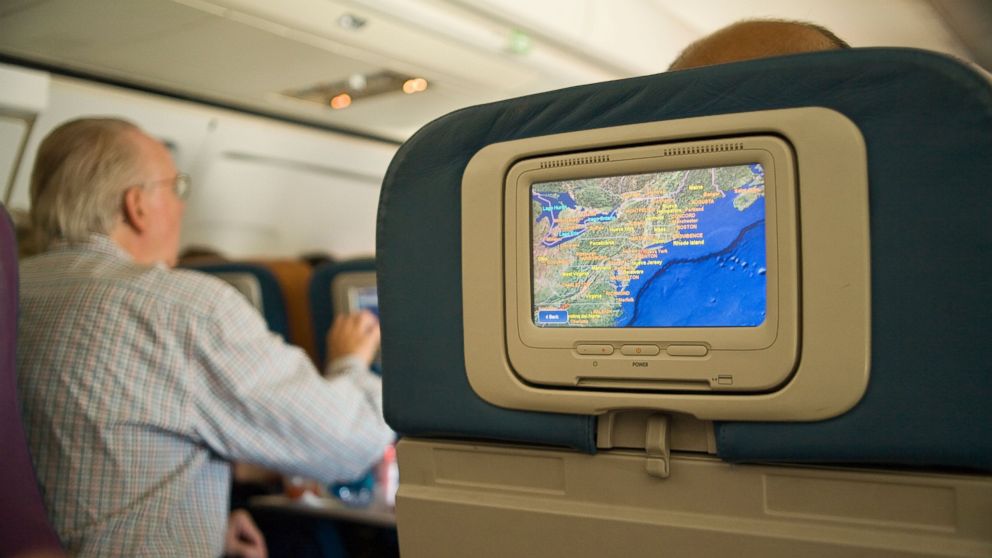 An in-flight entertainment system is seen here.