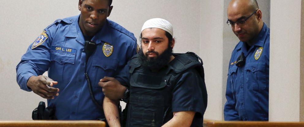 PHOTO: Ahmad Khan Rahimi, the man accused of setting off bombs in New Jersey and New York in September, injuring more than 30 people, is led into court, Dec. 20, 2016, in Elizabeth, New Jersey. 