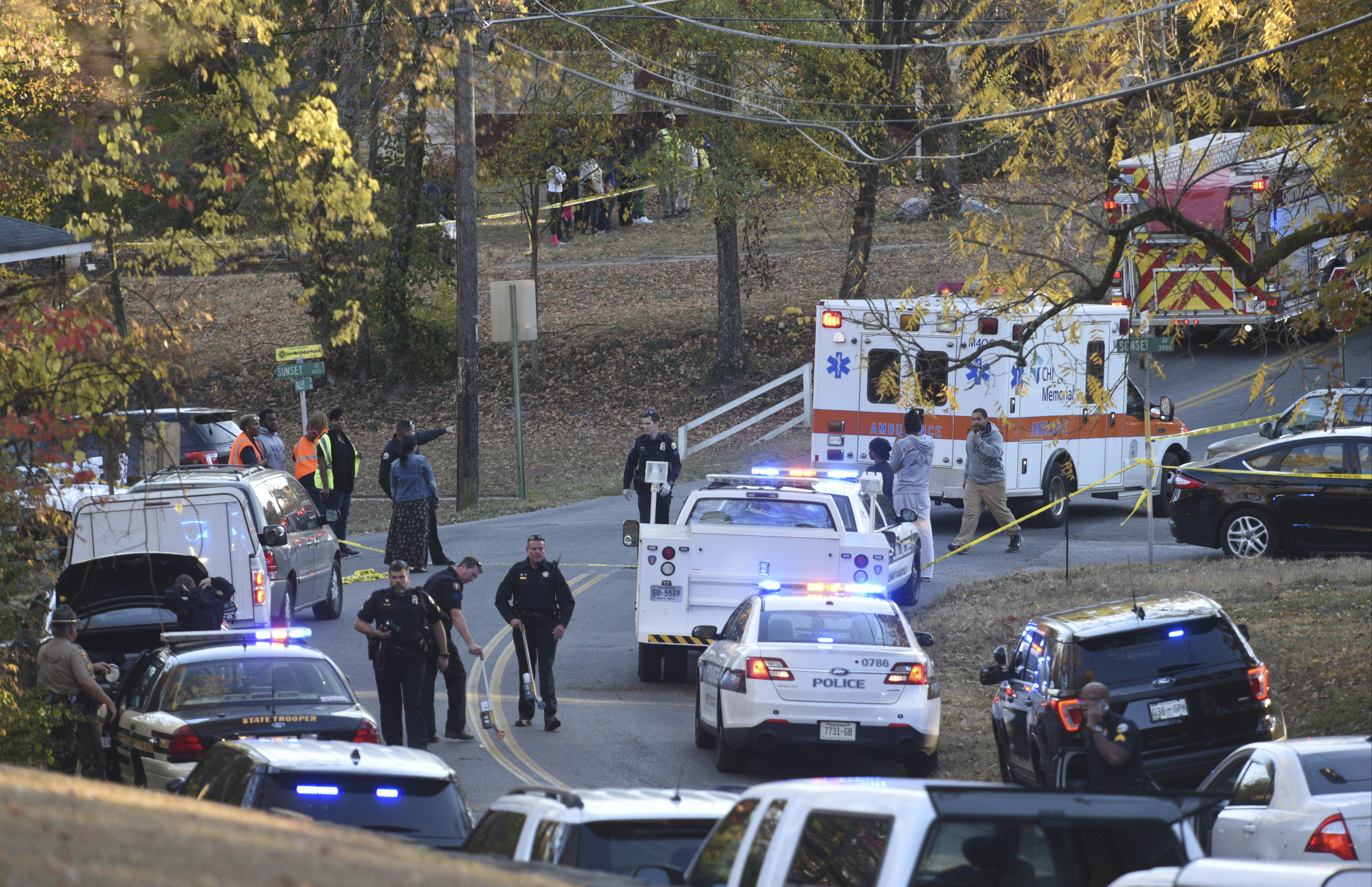 PHOTO: Emergency personnel work at the scene of a fatal school bus wreck in Chattanooga, Tennessee, Nov. 21, 2016.