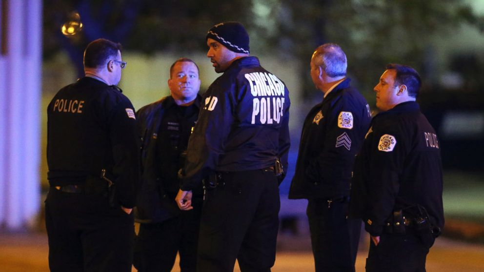 Chicago police investigate the scene where two police officers were shot on South Ashland Avenue in Chicago, May 2, 2017.