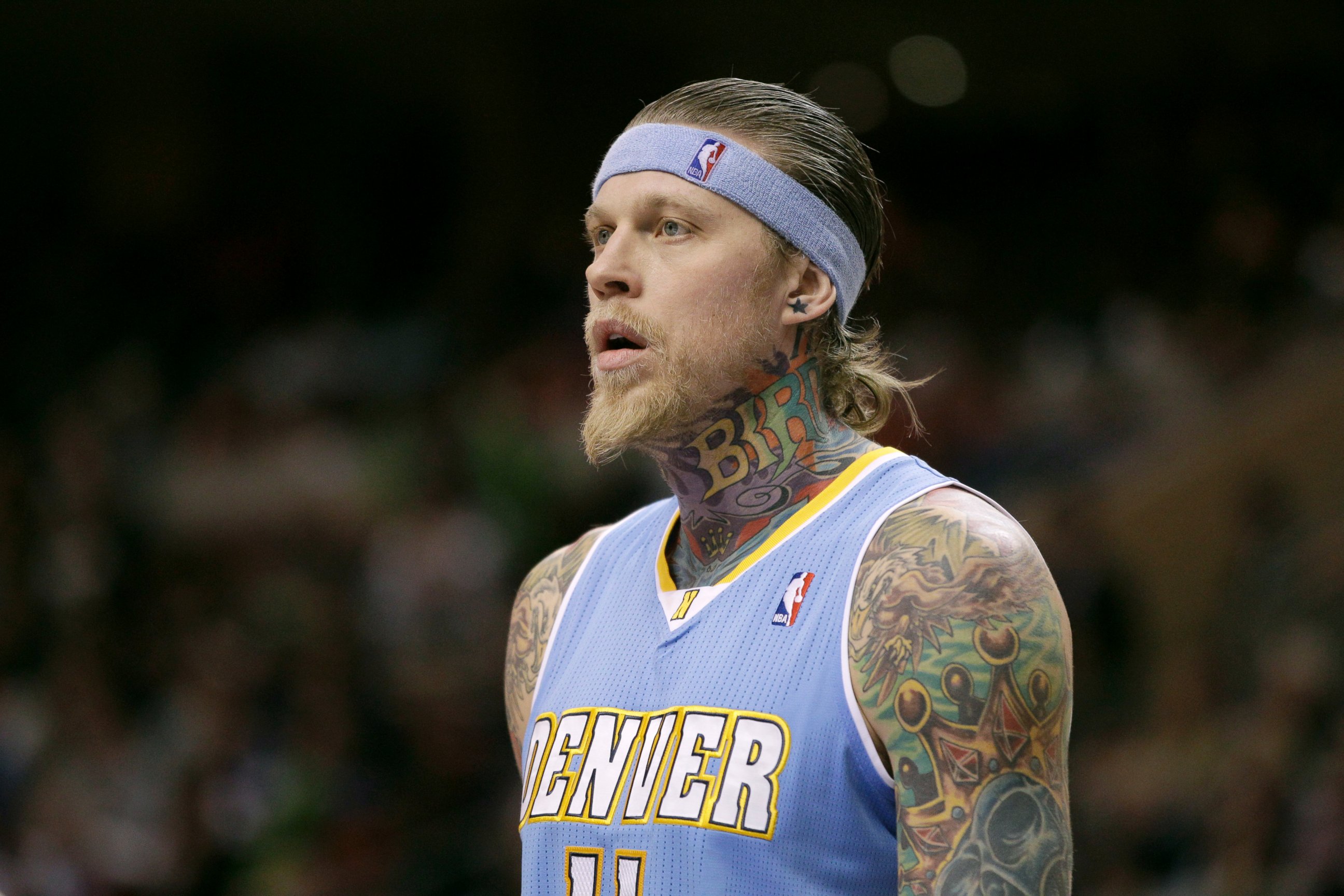 PHOTO: Denver Nuggets' Chris Andersen during an NBA basketball game against the Philadelphia 76ers, Jan. 18, 2012, in Philadelphia.