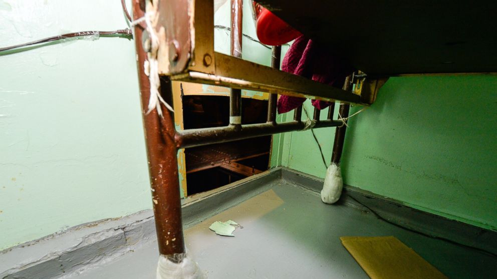 PHOTO: The area where two convicted murderers used power tools to cut through steel pipes at a maximum-security prison in Dannemora, NY, and escaped through a manhole, New York Gov. Andrew Cuomo said, June 6, 2015.
