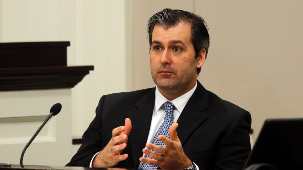 Former North Charleston police officer Michael Slager testifies during his murder trial at the Charleston County court in Charleston, South Carolina, Nov. 29, 2016. Slager is charged with murder in the shooting death last year of Walter Scott.