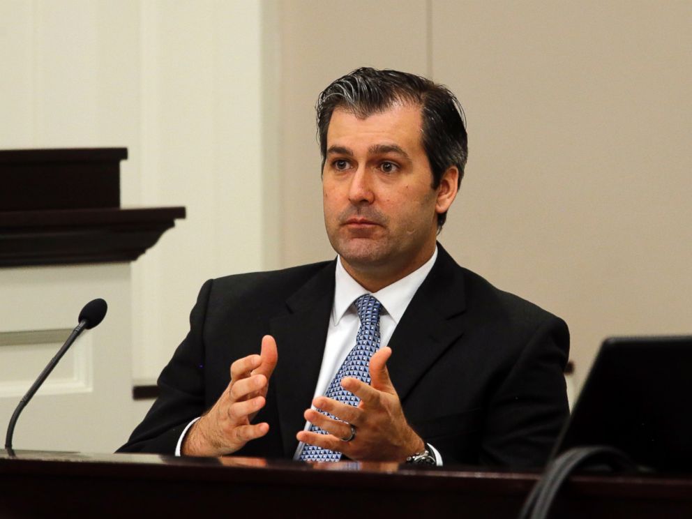PHOTO: Former North Charleston police officer Michael Slager testifies during his murder trial at the Charleston County court in Charleston, South Carolina, Nov. 29, 2016.