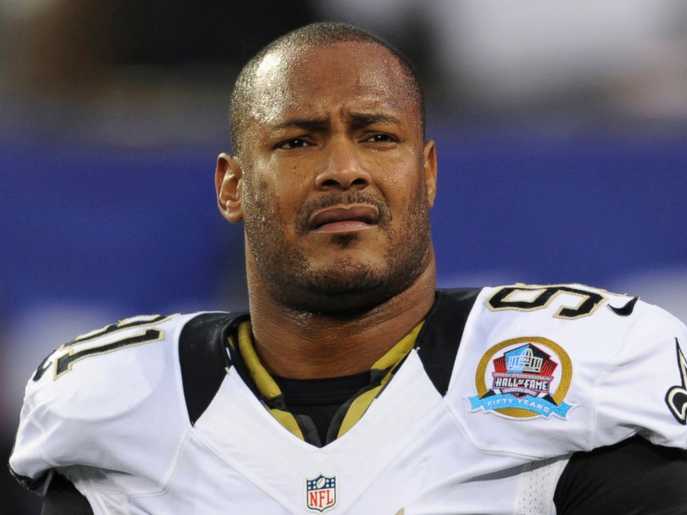 PHOTO: New Orleans Saints defensive end Will Smith appears before an NFL football game against the New York Giants in East Rutherford, New Jersey, Dec. 9, 2012.