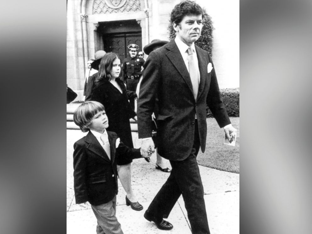 PHOTO: In this June 10, 1976 file photo, Gordon Getty with his son Andrew leaves the Wilshire United Methodist church after memorial services for J. Paul Getty, in Los Angeles.