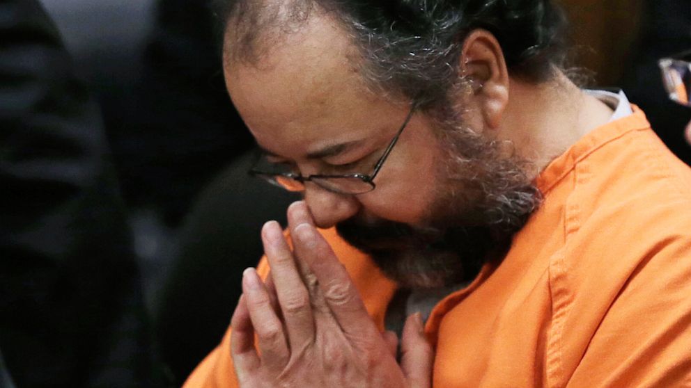 Ariel Castro rubs his nose in the courtroom during the sentencing phase, Aug. 1, 2013, in Cleveland. 