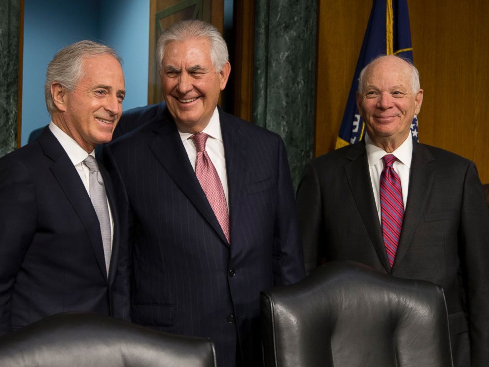 Sen. Ben Cardin, right, with Secretary of State Rex Tillerson, has been outspoken against President Trumps foreign policy.