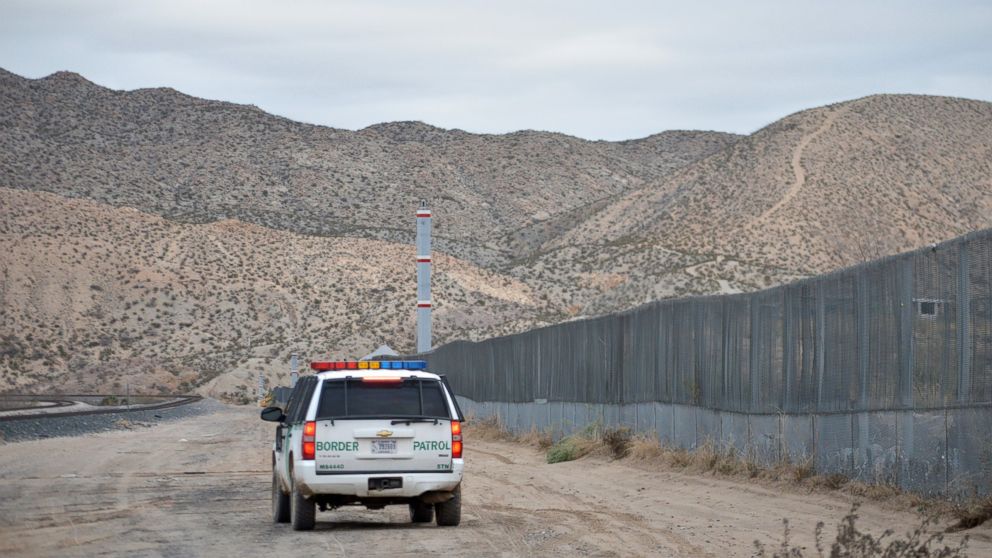In this Jan. 4, 2016 photo, a U.S. Border Patrol agent patrols Sunland Park along the U.S.-Mexico border next to Ciudad Juarez, the New Mexico border town next to El Paso, Texas.  