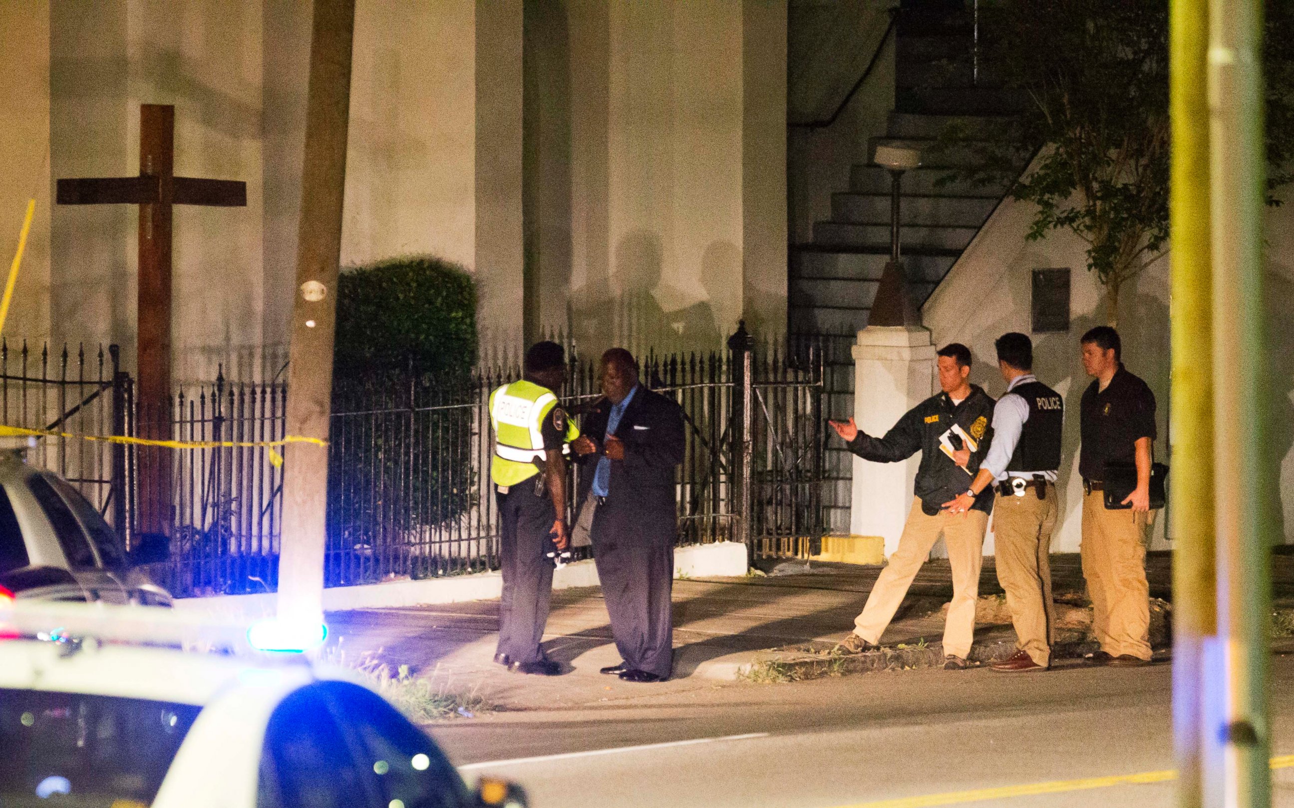 PHOTO: Police stand outside the Emanuel AME Church following a shooting, June 17, 2015, in Charleston, South Carolina.