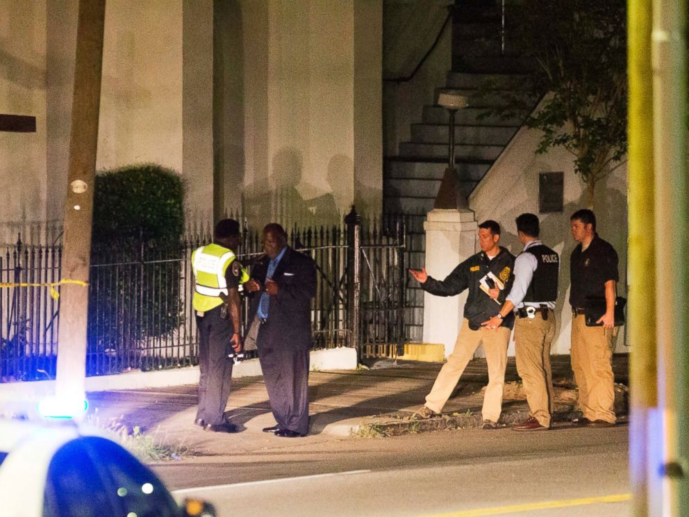PHOTO: Police stand outside the Emanuel AME Church following a shooting, June 17, 2015, in Charleston, South Carolina.