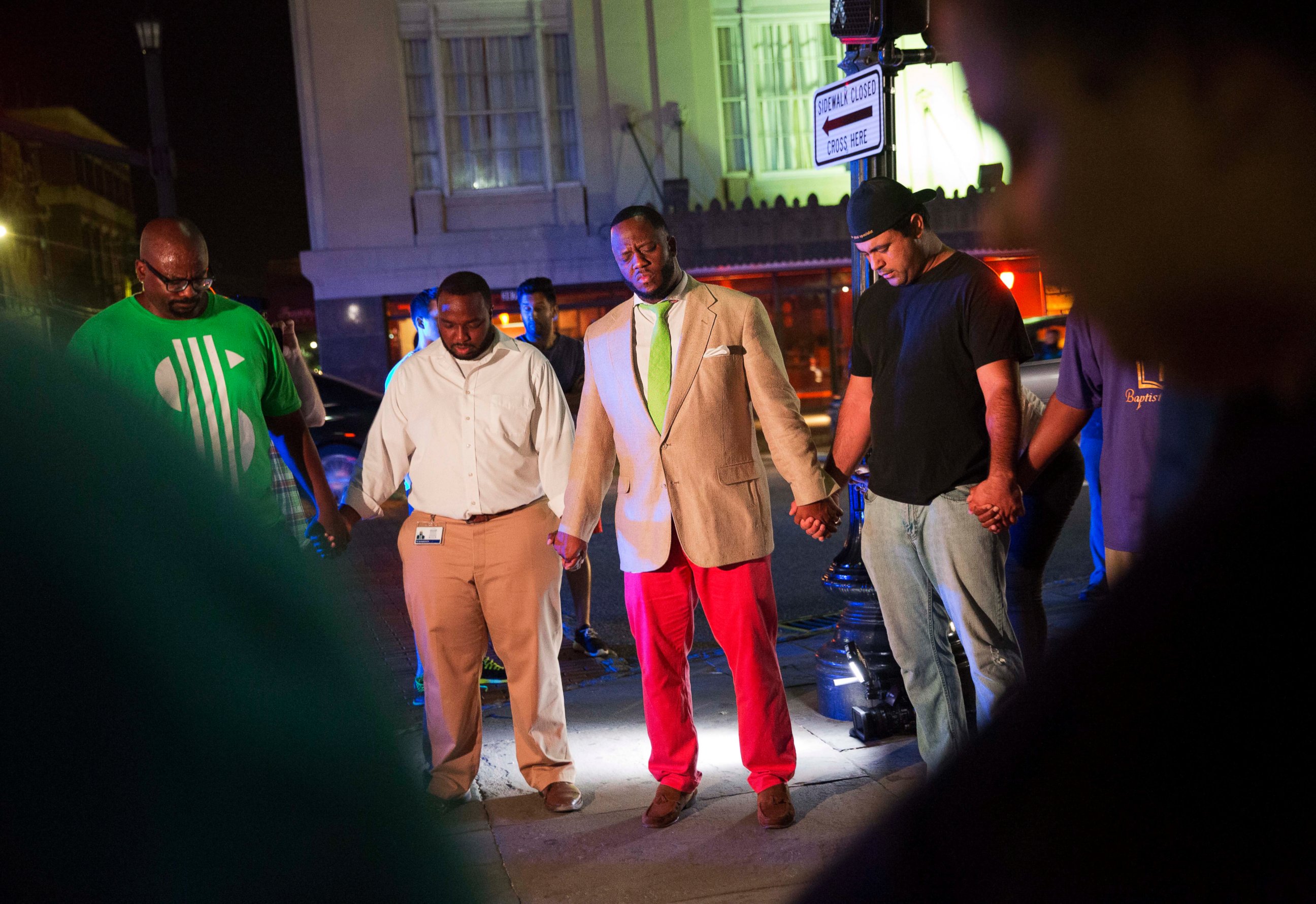 PHOTO: Worshippers gather to pray down the street from the Emanuel AME Church following a shooting, June 17, 2015, in Charleston, South Carolina.