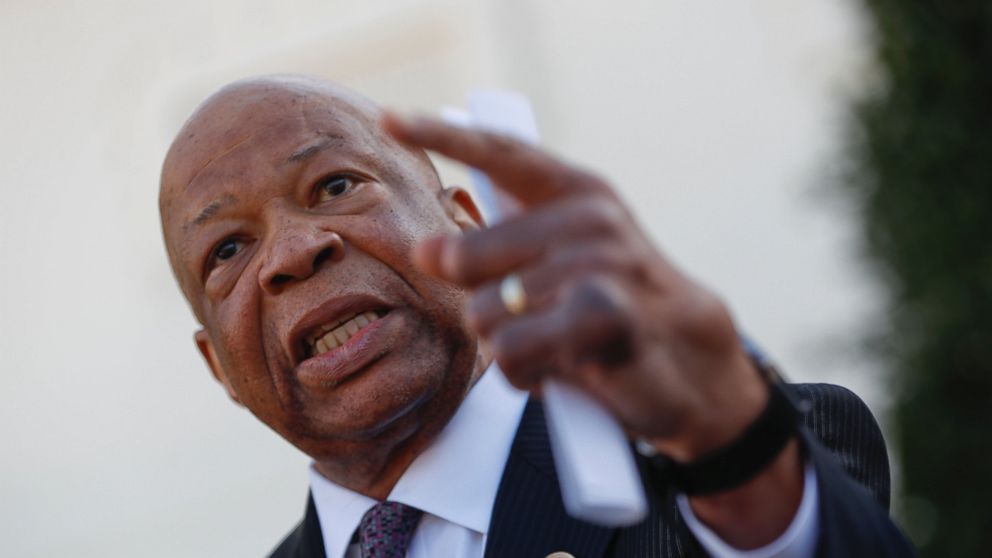 Rep. Elijah Cummings, D-Md. speaks to members of the media outside the West Wing of the White House in Washington, Wednesday, March 8, 2017, following his meeting with President Donald Trump.