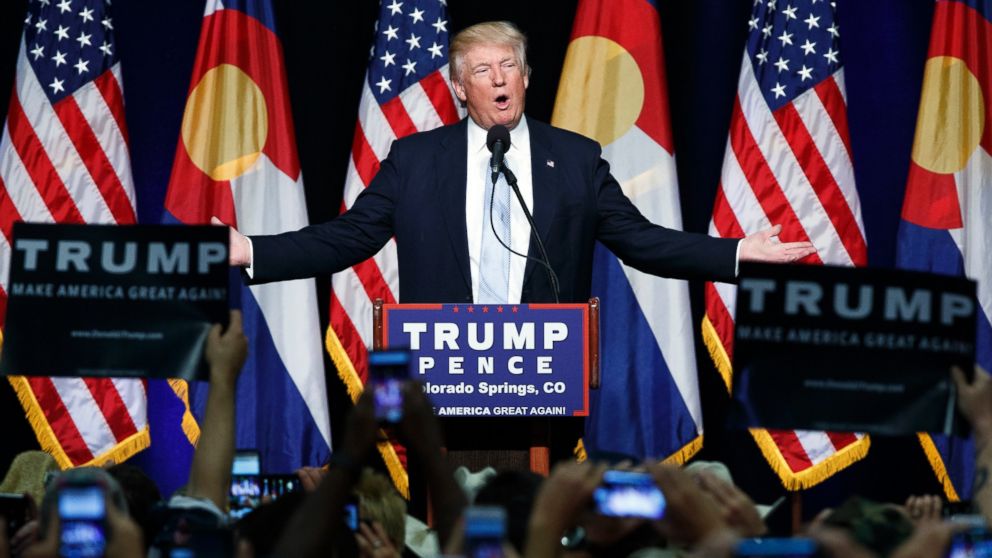 Republican presidential candidate Donald Trump speaks during a campaign rally in Colorado Springs, Colorado, July 29, 2016. 