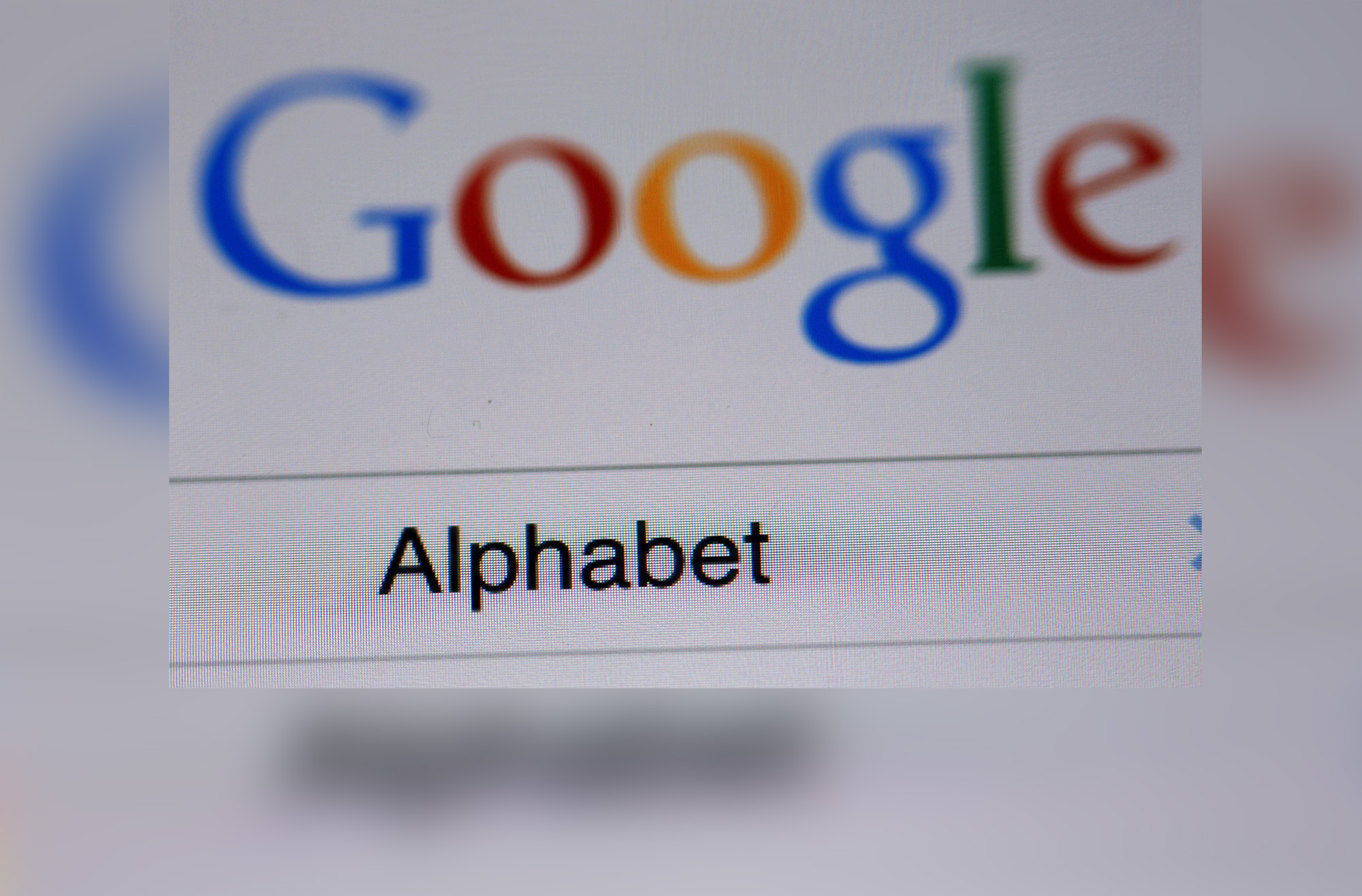 PHOTO: An illustration shows the term 'Alphabet' on a screen displaying the website of search engine Google on Aug. 11, 2015 in Schwerin, Germany. 