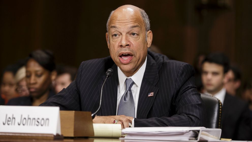 Secretary of Homeland Security Jeh Johnson confirms the reports of an active shooter at Joint Base Andrews, Md., as he appears before the Senate Judiciary Committee for an oversight hearing on his cabinet agency, June 30, 2016, on Capitol Hill in Washington. 
