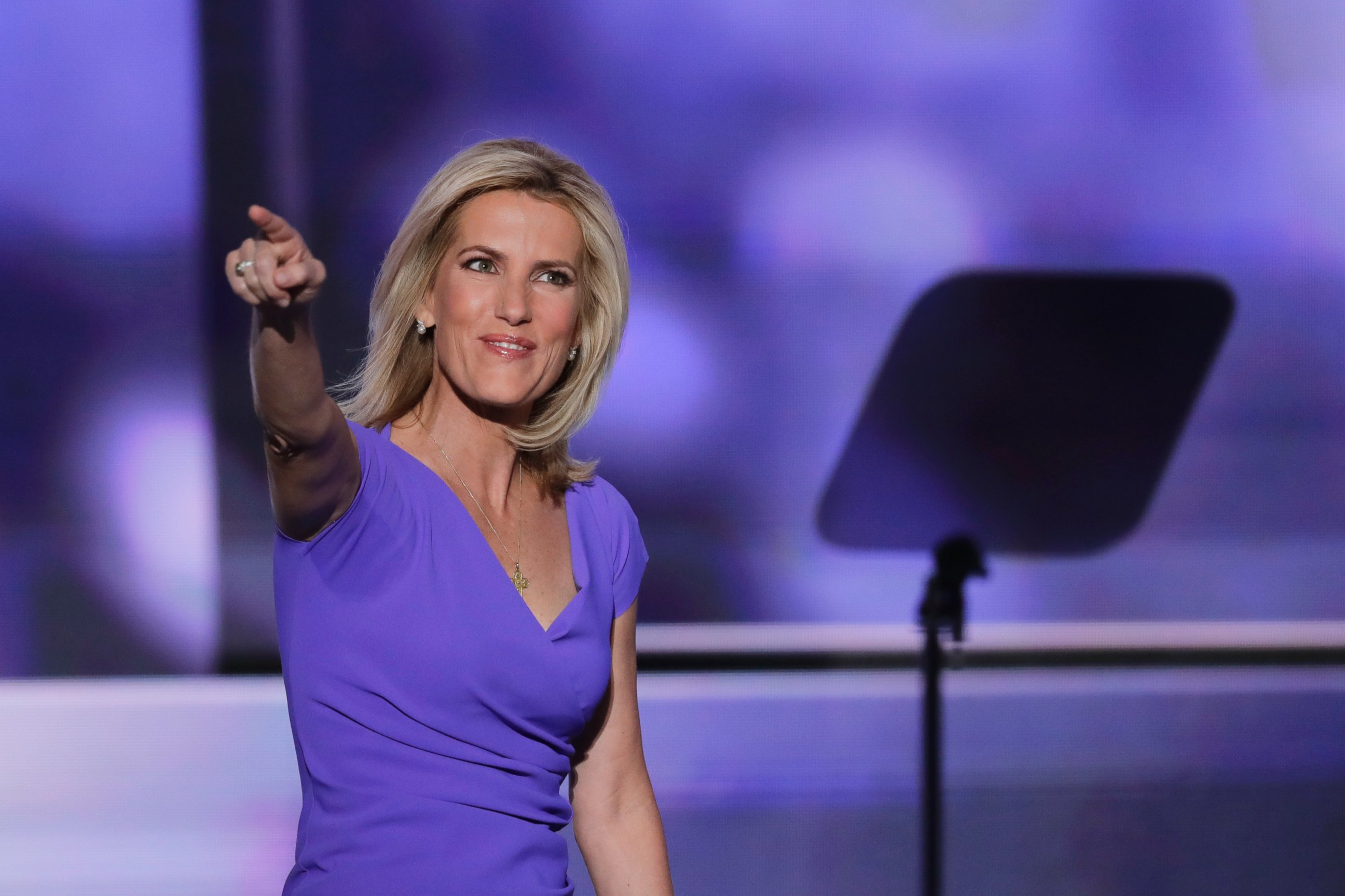  PHOTO: Conservative political commentator Laura Ingraham walks on stage during the third day of the Republican National Convention in Cleveland, Ohio, July 20, 2016. 