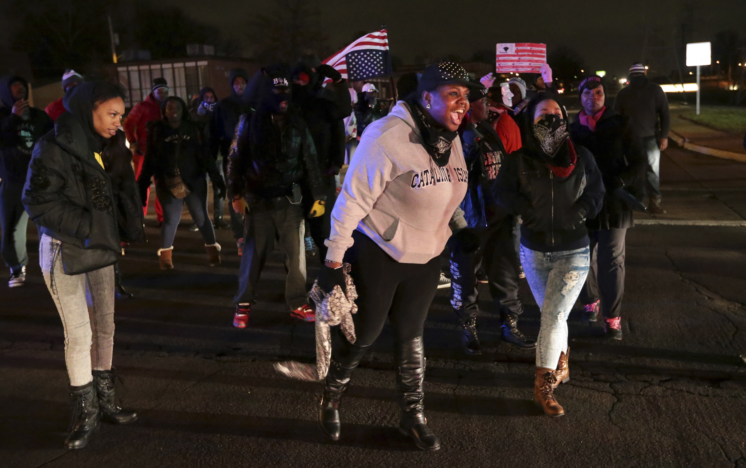 PHOTO: Protesters shut down Airport Road, Dec. 24, 2014, in Berkeley, Mo. 