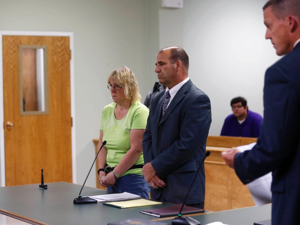 PHOTO: Joyce Mitchell, left, stands with her attorney Keith Bruno as she is arraigned in City Court on Friday, June 12, 2015, in Plattsburgh, N.Y.