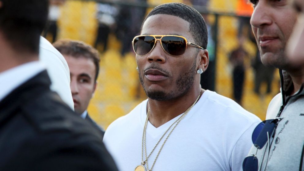 In a March 13, 2015, file photo, rapper Nelly approaches the stage for a concert in Irbil, northern Iraq. 