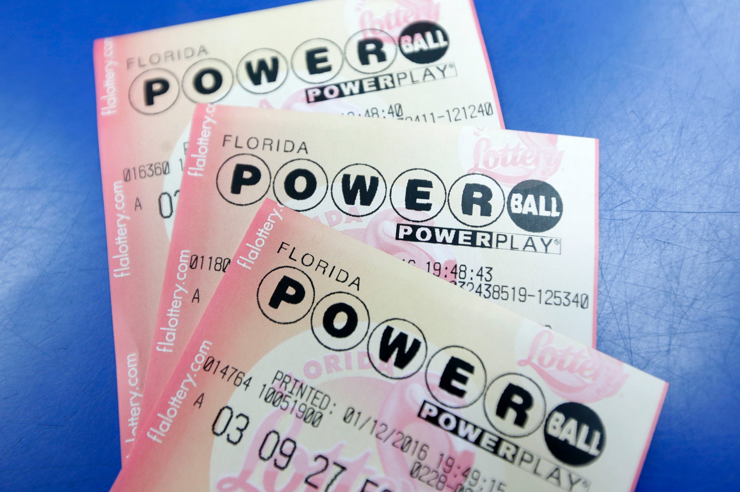 PHOTO:Purchased Powerball lottery tickets are shown, Jan. 12, 2016, in Miami. 