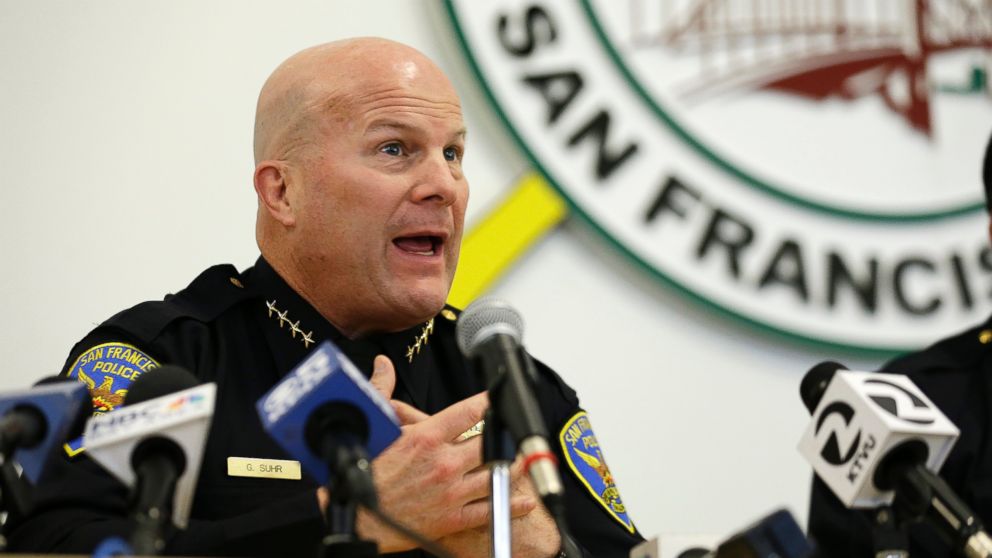 In this file photo, San Francisco police Chief Greg Suhr speaks during a town hall meeting to provide the Mission District neighborhood with an update on the investigation of an officer involved shooting in San Francisco on April 26, 2016.