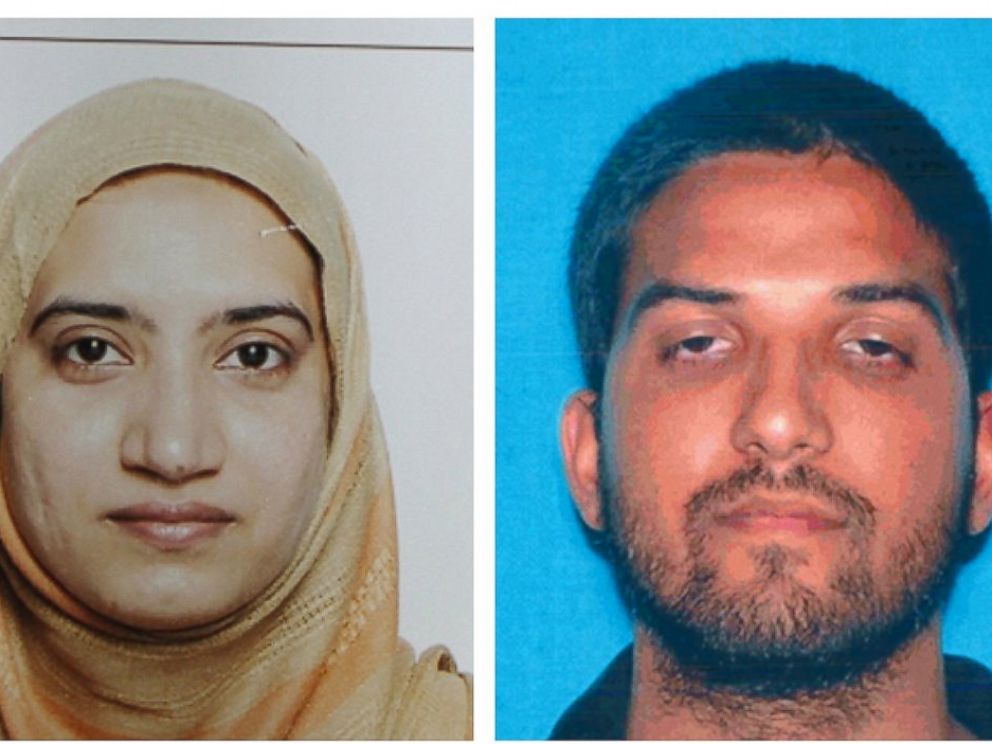 PHOTO: This undated combination of photos provided by the FBI, left, and the California Department of Motor Vehicles shows Tashfeen Malik, left, and Syed Farook.