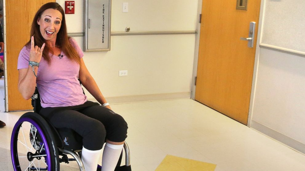 Paralyzed Olympic swimmer Amy Van Dyken-Rouen is staying positive after her release from the hospital, Aug. 14, 2014.