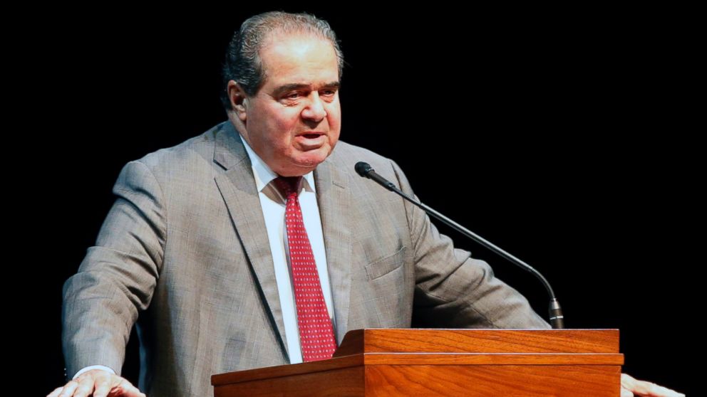 Supreme Court Justice Antonin Scalia speaks at the University of Minnesota in Minneapolis, Oct. 20, 2015. 