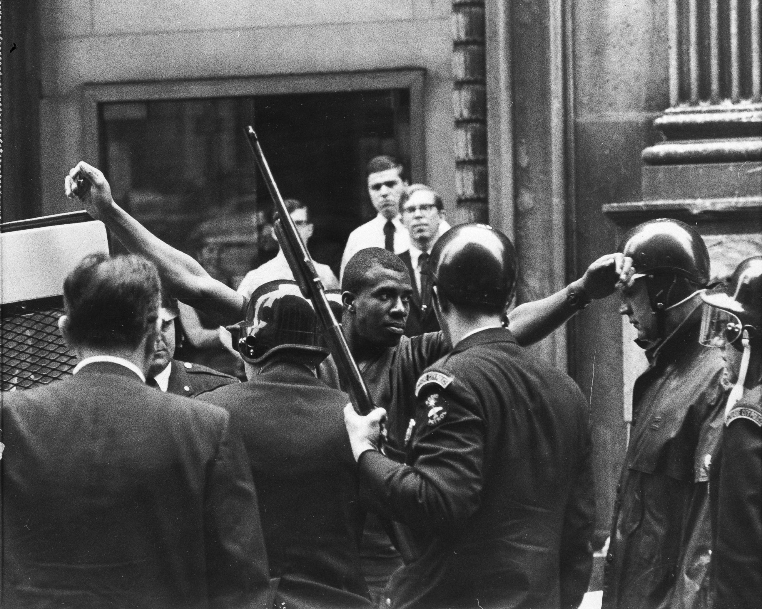 PHOTO: Pictured is one of four men arrested by police in downtown Baltimore on April 8, 1968. William A. Smith, an Associated Press photographer, said he saw police confiscate whiskey bottles filled with gasoline. 