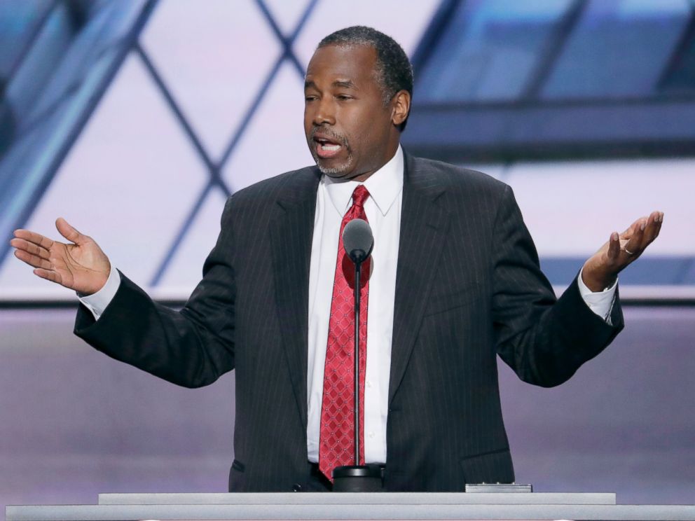 PHOTO: Dr. Ben Carson, former Republican Presidential Candidate, speaks during the second day of the Republican National Convention in Cleveland, July 19, 2016.