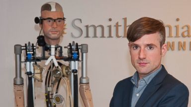 Bertolt Meyer, a social psychologist for the University of Zurich, poses for a photo in New York, Oct. 9, 2013. Meyer is the face of the the Bionic Man and is featured in the Smithsonian Channel original documentary, "The Incredible Bionic Man."