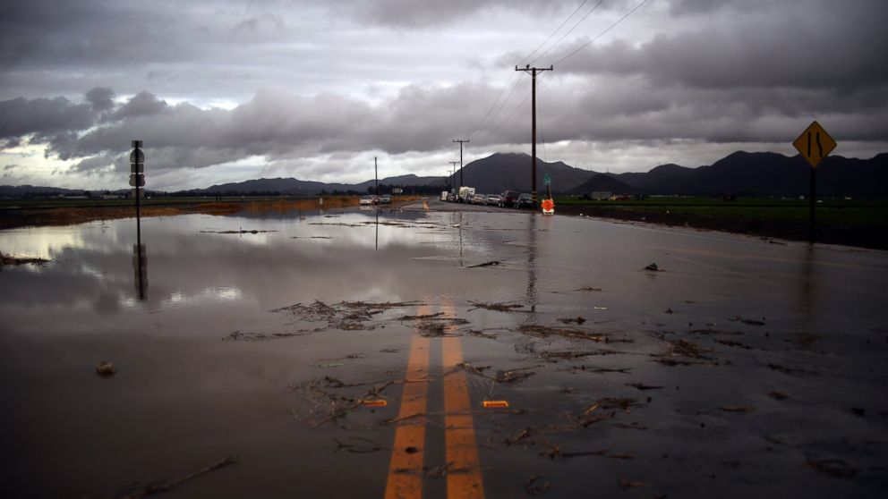 Water covers a closed Las Posas Road near Camarillo, Calif., after heavy rain from the first in a series of El Nino storms passed over the area in this Jan. 6, 2016 file photo.