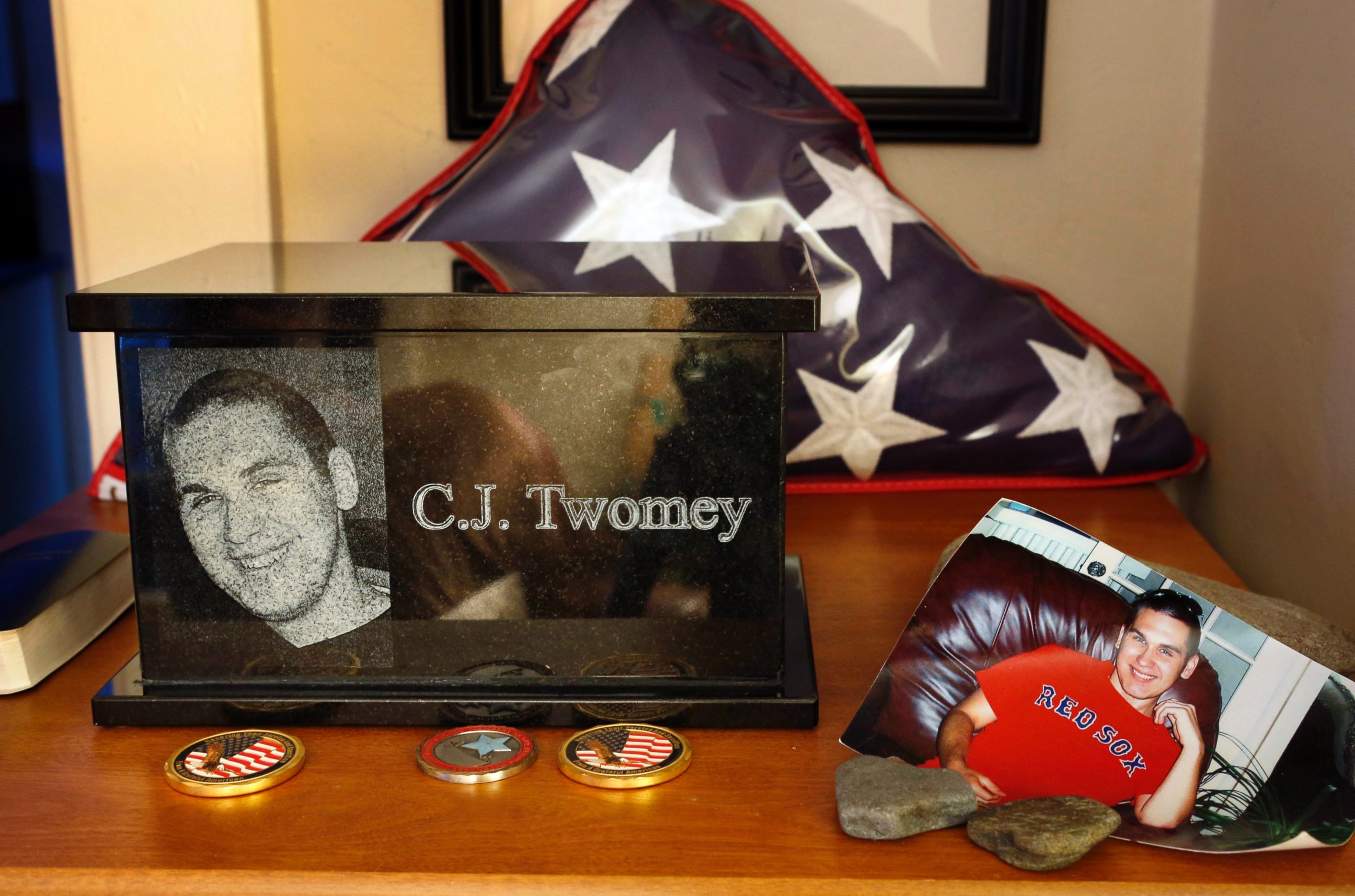 PHOTO: In this Dec. 17, 2013 file photo, an urn containing the ashes of C.J. 