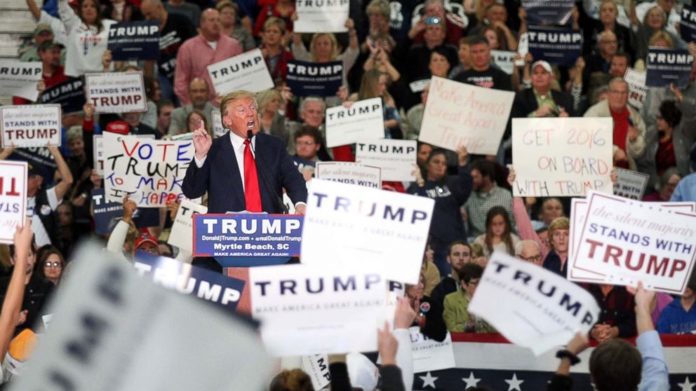 Republican presidential candidate Donald Trump speaks during a campaign event at the Myrtle Beach Convention Center, Nov. 24, 2015, in Myrtle Beach, S.C. 