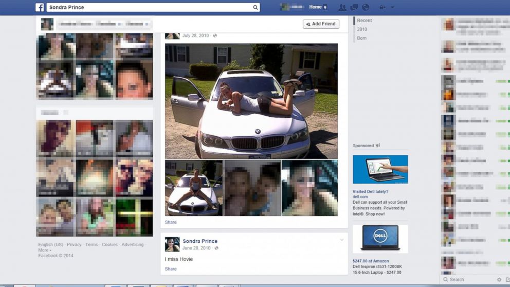 This image obtained by The Associated Press shows a Facebook page for "Sondra Prince." The Justice Department it is reviewing a woman's complaint that a Drug Enforcement Administration agent set up a fake Facebook account using her identity.